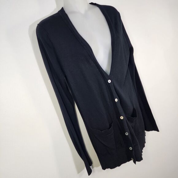 41 Hawthorn Cardigan Sweater Womens Medium Black Lightweight Silk Blend Pockets - Picture 4 of 9
